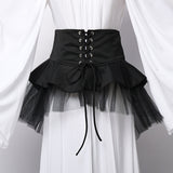 Goth Punk Corset Belt Retro Lace-up Tulle