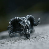 Gothic Viking Ancient Dish Sheep Head Skull Ring