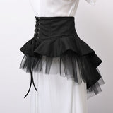 Goth Punk Corset Belt Retro Lace-up Tulle