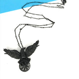 Vintage Goth Black Crow Pendant Neckalce