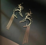 Dragon Tassel Ear Clip Earrings