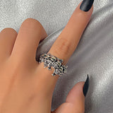 Gothic Silver Skull Open Ring