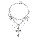 Victorian Gothic Cross Rosary Necklace