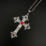 Gothic Large Detailed Cross Pendant Necklace