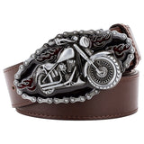 Fire Skull Men Leather Belt