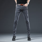 Men Trendy Denim Slim Button Black Jeans