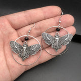 Gothic Death Skull Moth Earrings