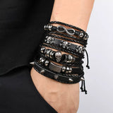 Gothic Adjustable Leather Bracelet Set