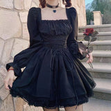 Goth Puff Sleeve Black Dress