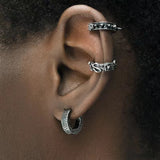 Vintage Black Skull Needle Hoop Earrings