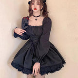 Goth Puff Sleeve Black Dress