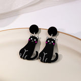 Black Cute Cat Drop Earrings