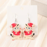 Acrylic Cats Christmas Drop Earrings