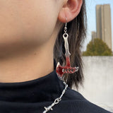 Gothic Bloody Scissors Axe Dangle Earrings