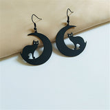 Black Cute Cat Drop Earrings