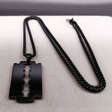 Gothic Blade Razor Pendant Necklaces Gothicq