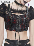 Gothic Plaid Women Sexy T-shirts Gothicq