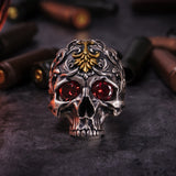 Gothic Red Zircon Eye Skull Ring Gothicq