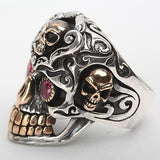 Gothic Red Zircon Eye Skull Ring Gothicq