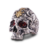 Gothic Red Zircon Eye Skull Ring Gothicq