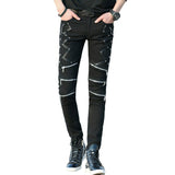 Men Punk Zipper Skinny Pants