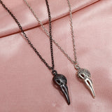 Gothic Crow Skull Pendant Necklace