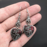 Gothic Mysterious Blood Rose Heart-Shaped Earrings