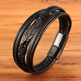 Gothic Feather Shape Multi-layer Leather Bracelet