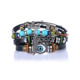 Fashion Tibet Stone Feather Multilayer Leather Bracelet