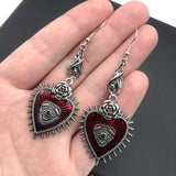 Occult Dark Gothic Heart-Shaped Drop Earring