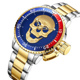 Gothic 3D Gold Skull Watch For Men