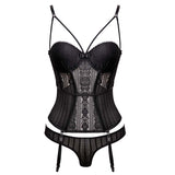 Gothic Corset Bustier With Cup Girdle Set