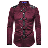 Men Goth Style Rivet Shirt Slim Fit Gothicq