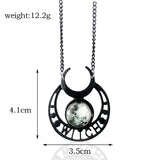 Punk Gothic Witch Black Moon Necklace Gothicq