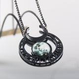 Punk Gothic Witch Black Moon Necklace Gothicq