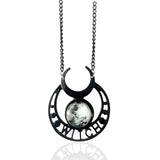 Punk Gothic Witch Black Moon Necklace Gothicq