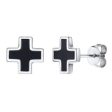 Gothic Enamels Black Cross Stud Earrings