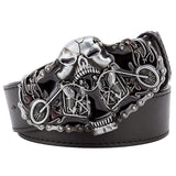 Fire Skull Men Leather Belt