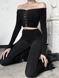 Gothic Women Vertical Stripe Flare Pants