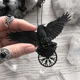 Vintage Goth Black Crow Pendant Neckalce