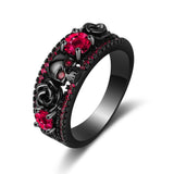 Western Punk Flower Skull Ring