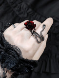 Gothic Red Rose Adjustable Hollow Ring