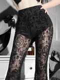 See-Through Mesh Vintage Gothic Flare Pants