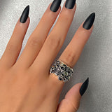 Gothic Silver Skull Open Ring