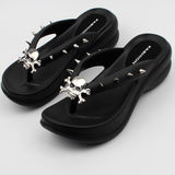 Fashion Gothic Skull Rivet Platform Wedge