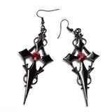 Punk Gothic Cross Red Zircon Earrings