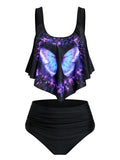 Gothic Women Skull Graphic Tankini Set