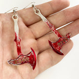 Gothic Bloody Scissors Axe Dangle Earrings