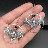 Gothic Death Skull Moth Earrings