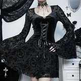 Gothic Flocked Bandage Dress